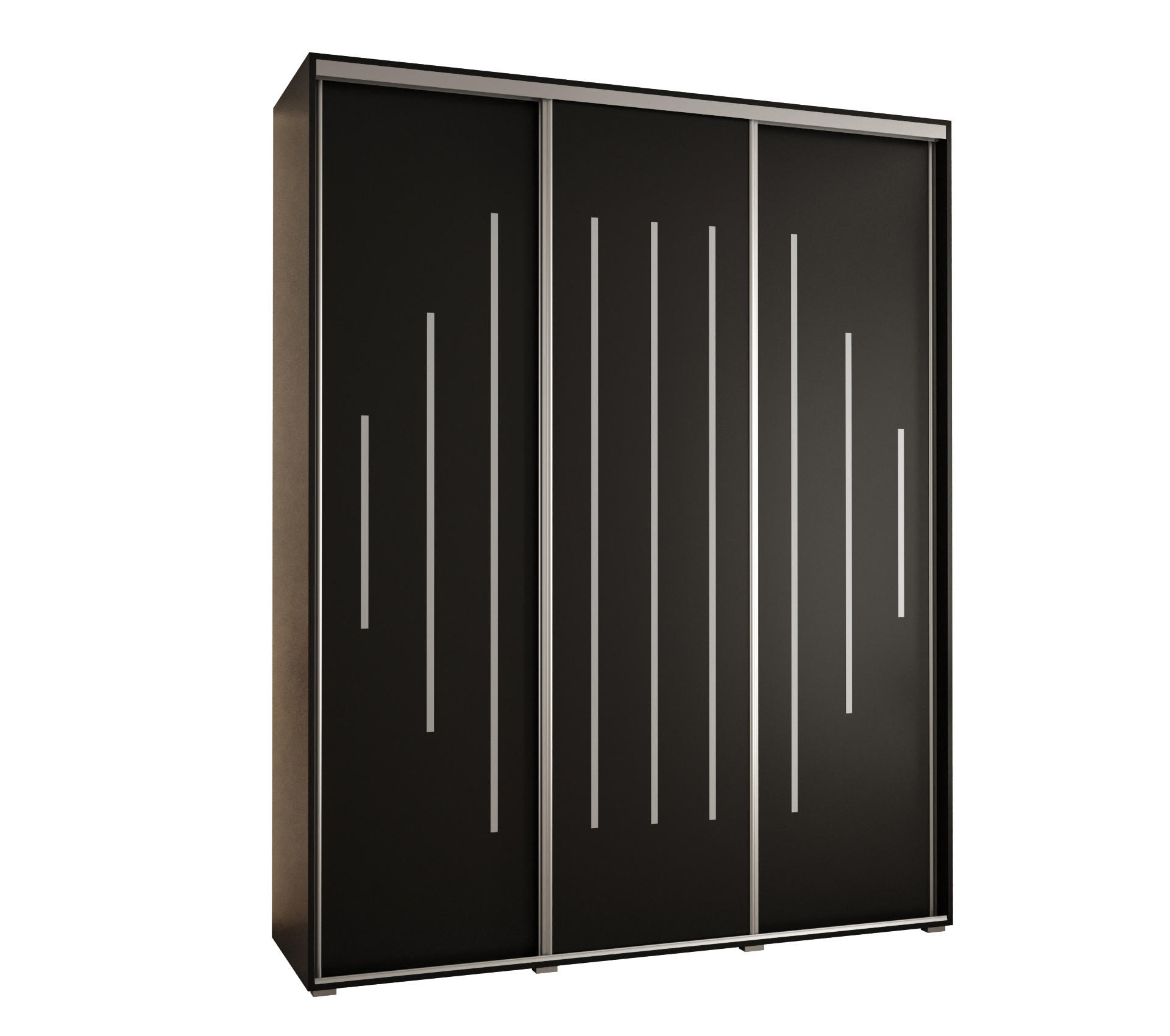 Abiks Möbel Schwebetürenschrank Schwarz, Schwarz, Silber 190x235x45 cm