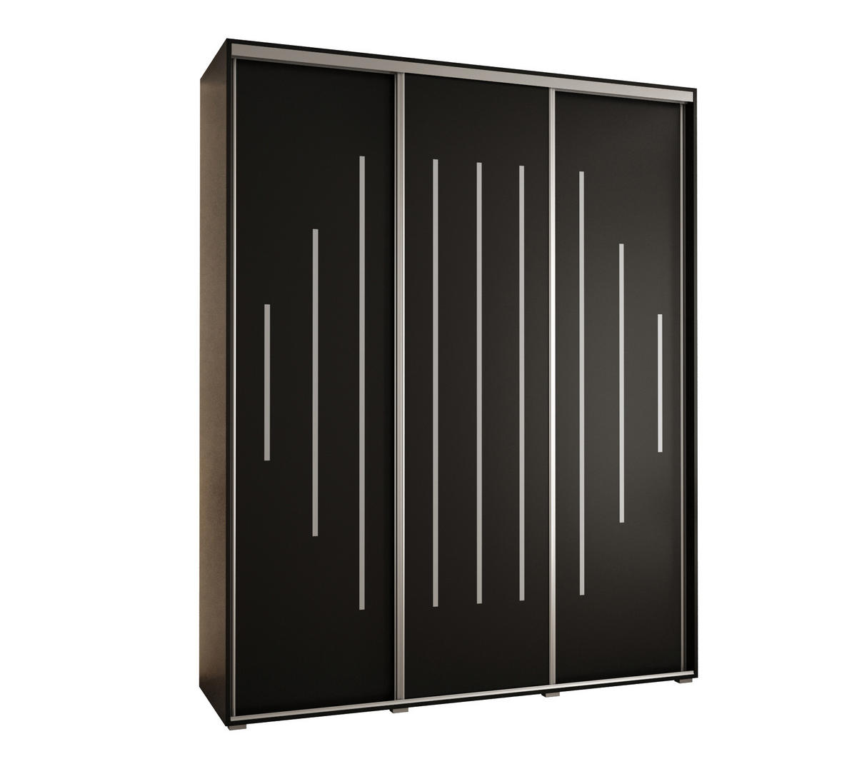 SCHWEBETÜRENSCHRANK 235,2/200/45 3-türig - Silberfarben/Schwarz, Holz/Metall (200/235/45cm) - Abiks Möbel