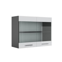 KÜCHENGLASSCHRANK R-Line Weiß Hochglanz 80 cm - Weiß Hochglanz/Anthrazit, Holzwerkstoff (80/60/31cm) - Vicco