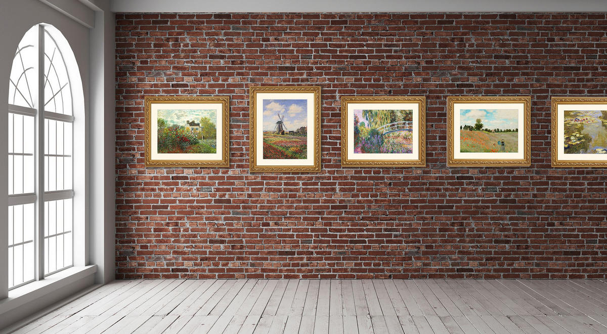 BILD gerahmt 63x53 cm Claude Monet "Mohnfeld bei Argenteuil" - Beige, Holz (63/53cm) - artissimo