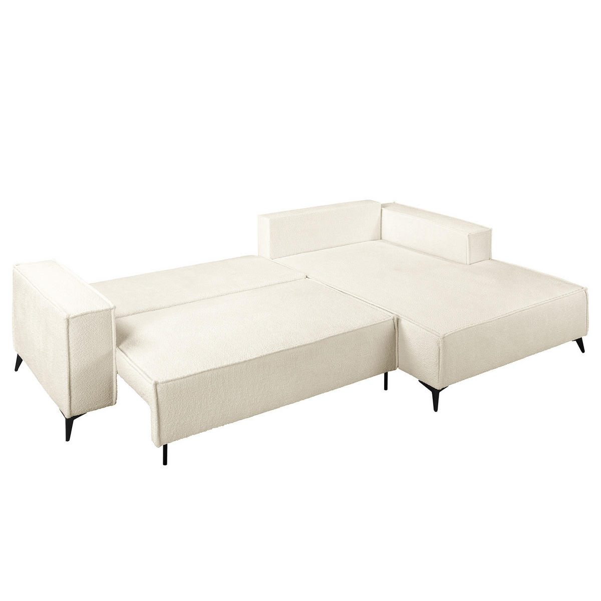 ECKSOFA mit Schlaffunktion - Schwarz/Weiß, Textil (294/185cm) - home24