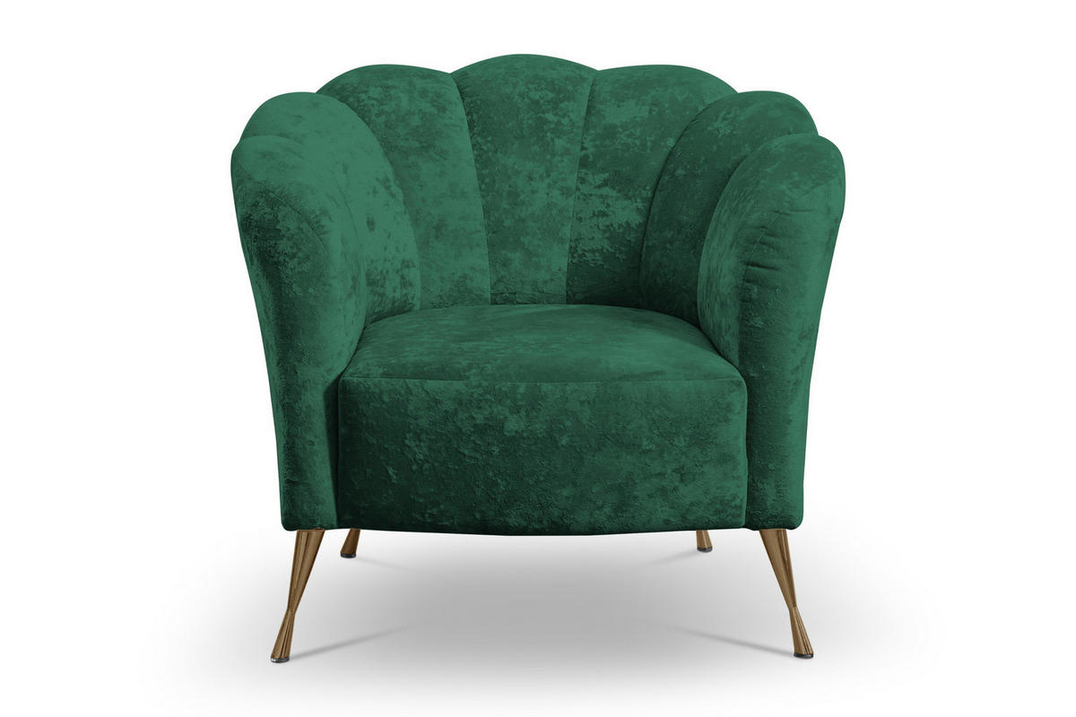 POLSTERSESSEL Adria mit Metallfüßen - Dunkelgrün/Goldfarben, Holzwerkstoff/Textil (87/78/83cm) - Ravio