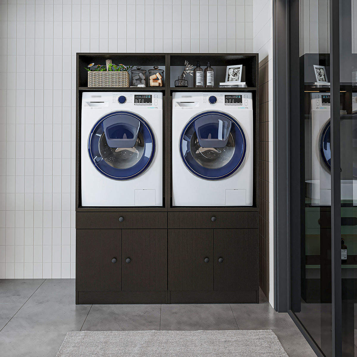 WASCHMASCHINENSCHRANK Serie 1 134cm Breit, 184cm Hoch - Eichefarben, Holzwerkstoff (134/184/67cm)