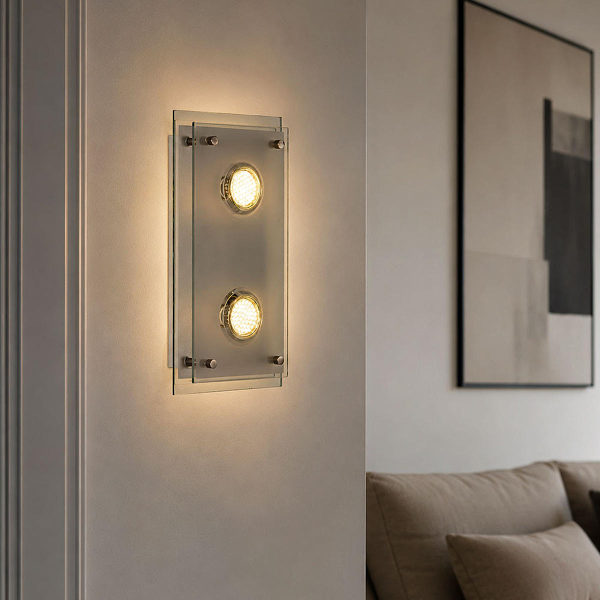 LED WANDLEUCHTE ARENA Chrom Silber - Silberfarben, Glas (34/8/20cm) - Esto