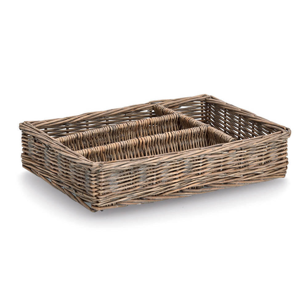BESTECK-ORGANIZER Geflochten 35/25/7 cm - Braun, Naturmaterialien (26/7/35cm) - ZELLER
