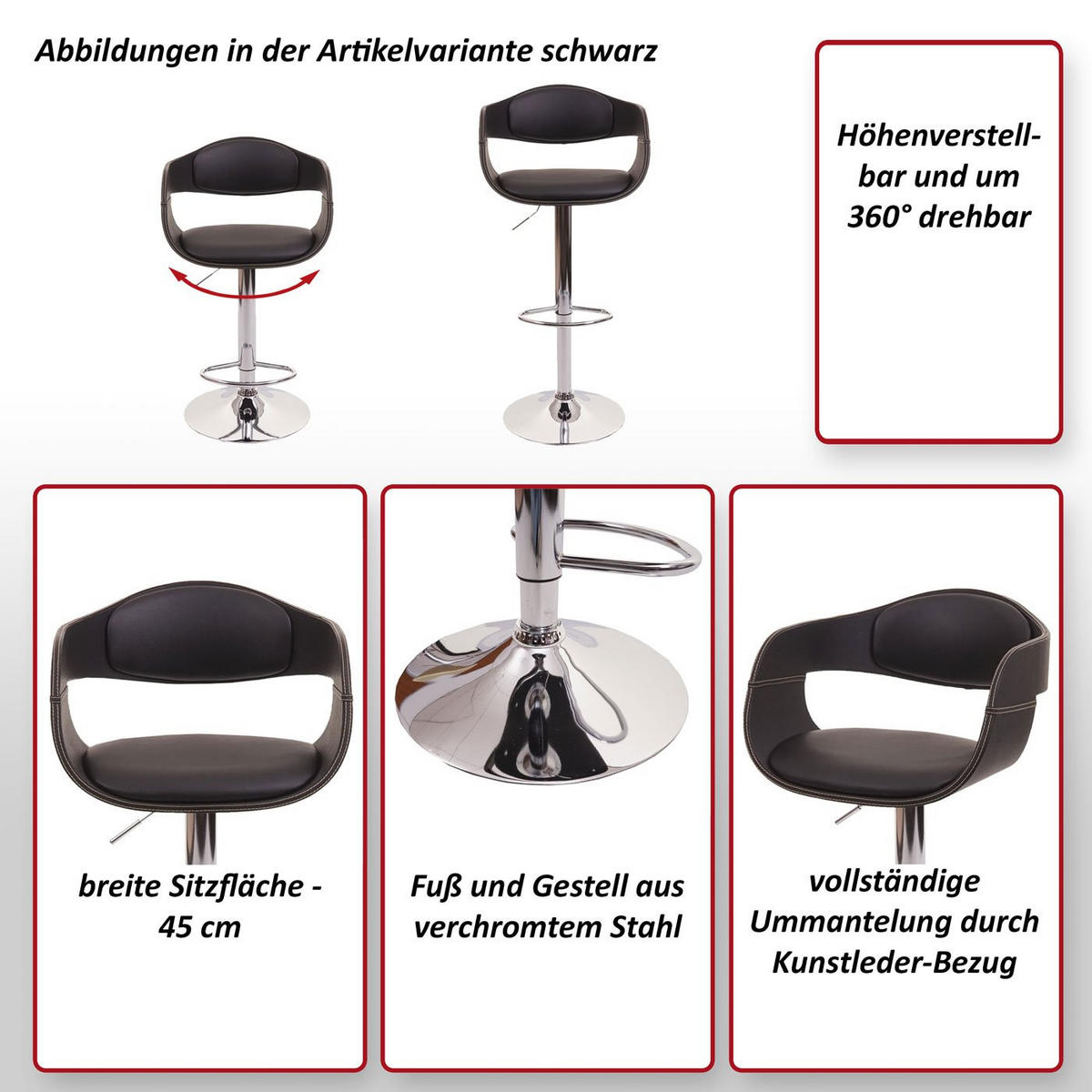 BARHOCKER A47B Cremeweiß - Weiß, Textil (49/107/49cm) - MCW