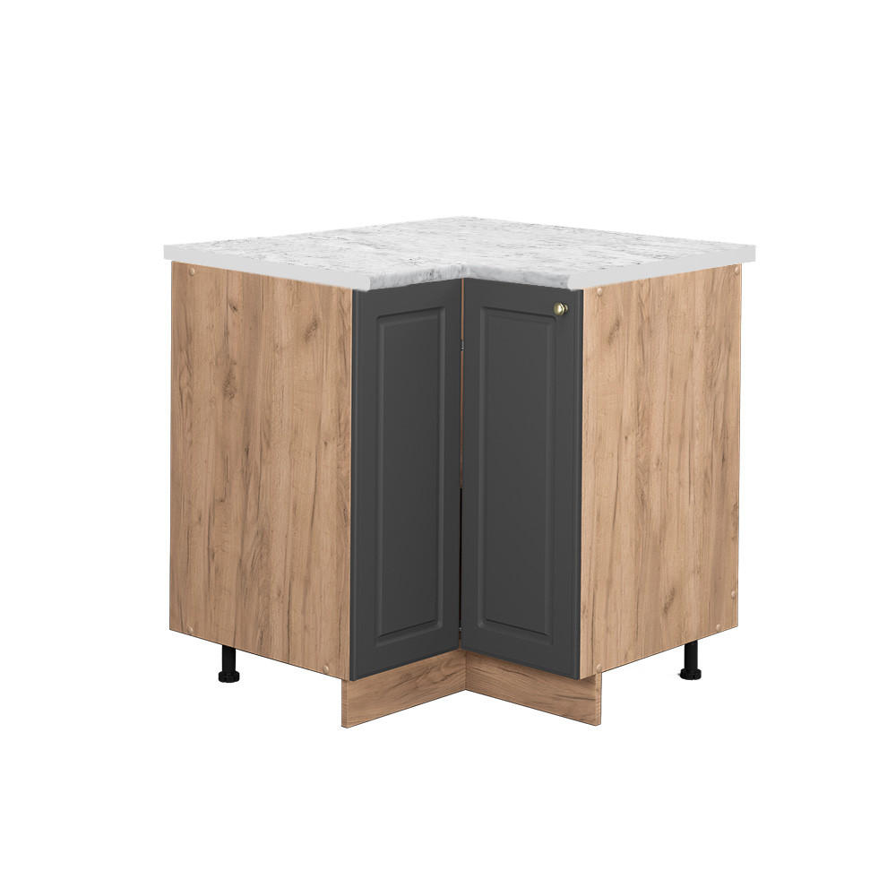 ECKUNTERSCHRANK Fame-Line Anthrazit-Gold 80.5 cm, AP Marmor - Honigeiche/Anthrazit, Holzwerkstoff (80.5/82/60cm) - Vicco