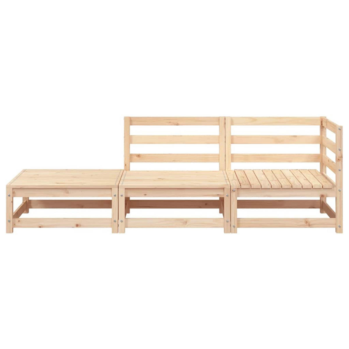 GARTENSOFA Mit Fusshocker 2-Sitzer Massivholz Kiefer - Braun, Holz (70/67/210cm) - vidaXL