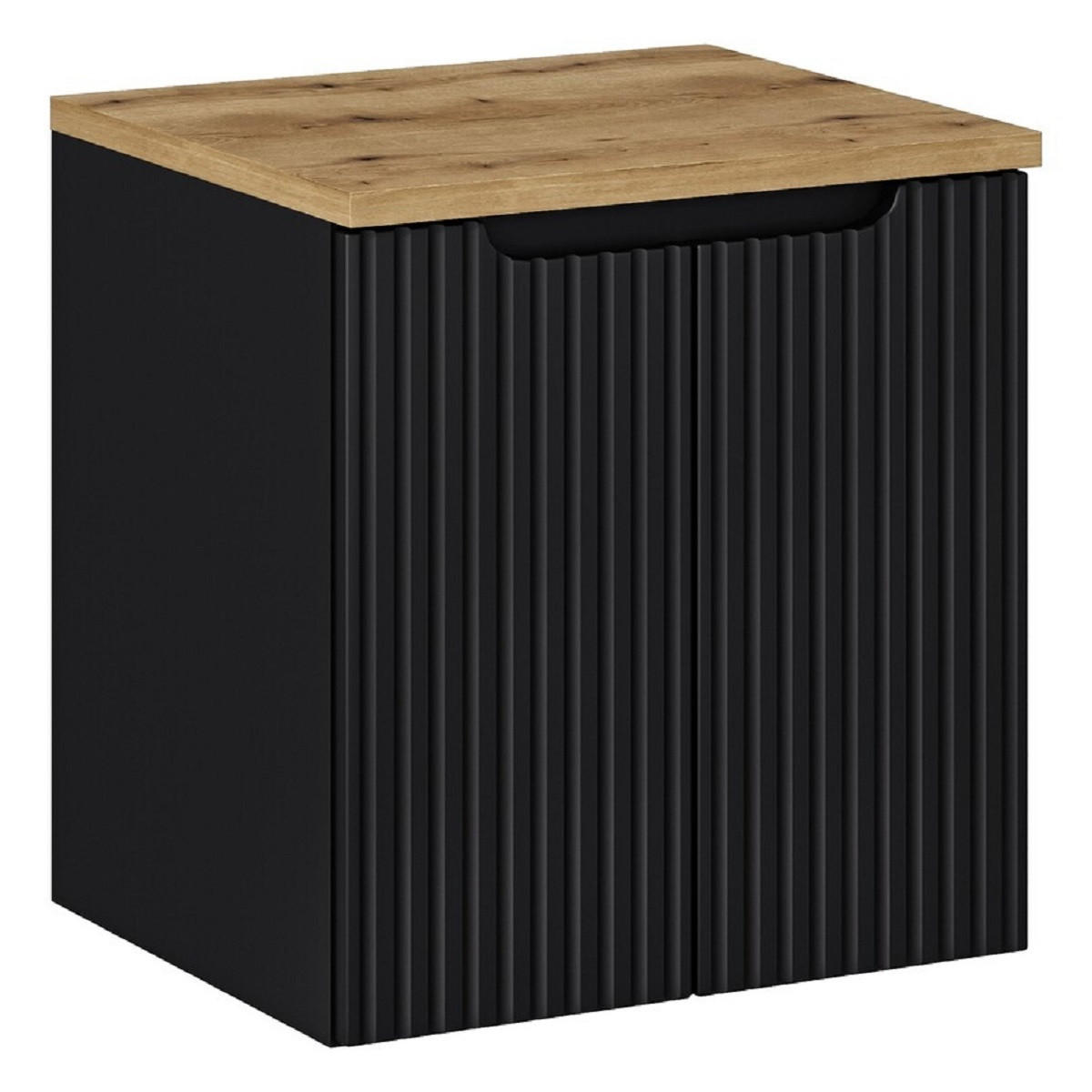Milaros Markt Waschtischunterschrank Schwarz, Eiche Artisan 50x57x40 cm