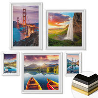 WANDBILDER 5er-Set - 50x50 cm & 20x30 cm & 40x60 cm Weißer Rahmen - Bergseen, Boote, Brücken - Weiß, Kunststoff (40/60cm) - ArtPrintCave