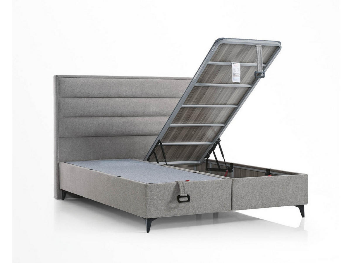 POLSTERBETTSET Moon 140x200 Grau - Grau, Textil/Metall (140/200cm) - Villa Möbel