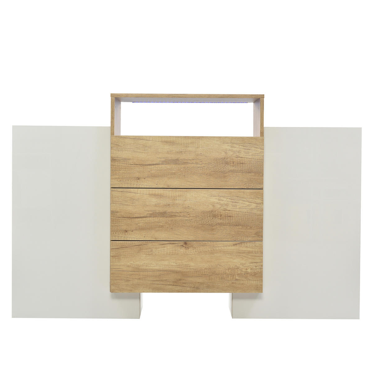 SIDEBOARD 140/77,5/30 cm Weiß und Holzfarbe aus MDF mit LED-Beleuchtung - Naturfarben, Holzwerkstoff (30/77/140cm) - OKMYHOME