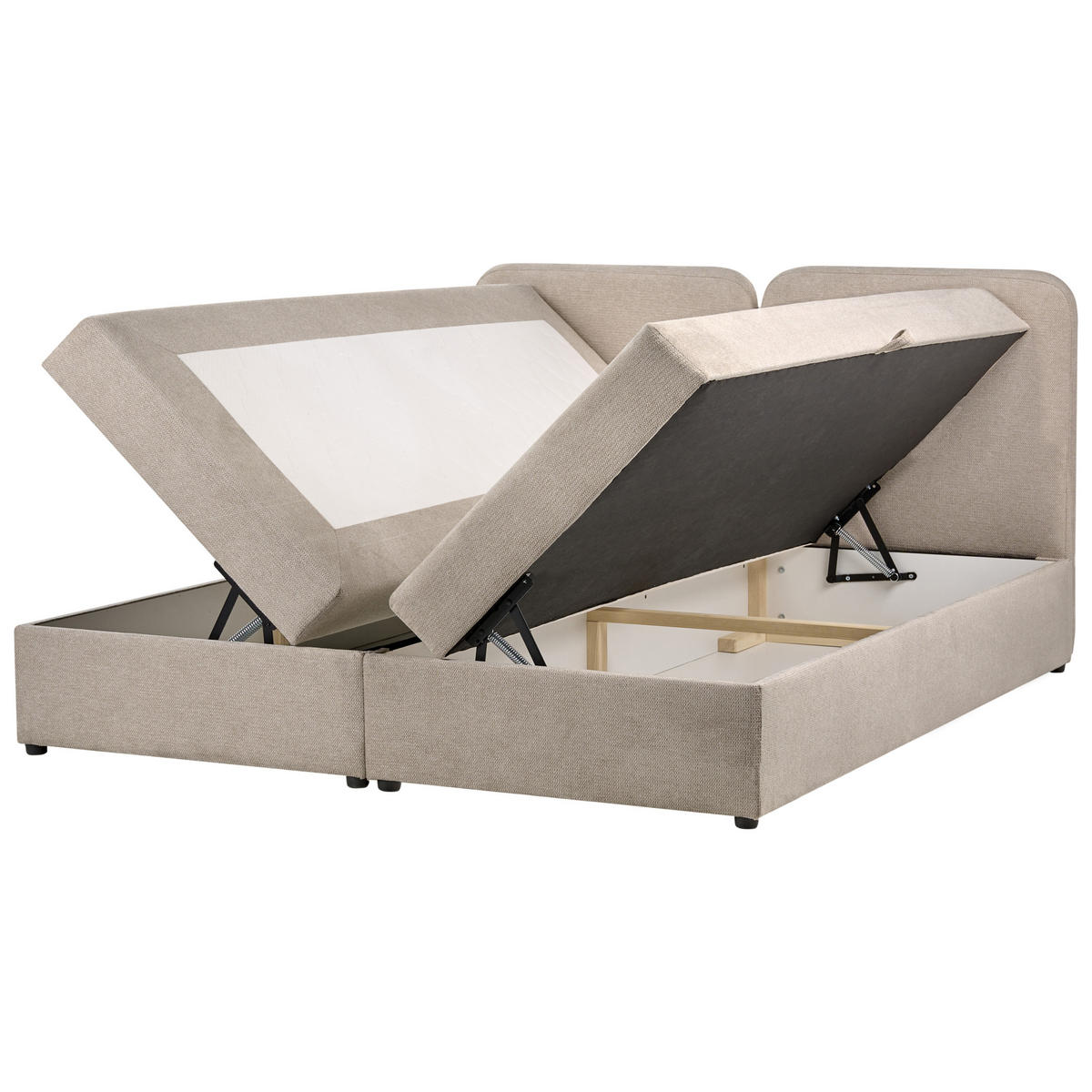 BOX POSTELJA s prostorom za shranjevanje 180/200 blago sivo rjava Chancellor - sivorjava, tekstil (180/200cm) - Beliani