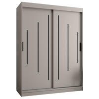 ŠATNÍ skříň s posuvnými dveřmi 200/150/62 2dveřová - černá/kašmírová, dřevo/plast (150/200/62cm)