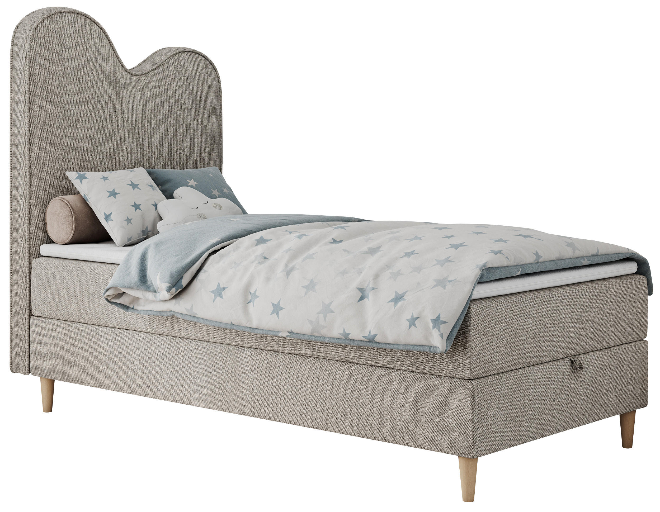 BOXBETT FLOW 90/180 Beige Struktur - H3 - Beige, Holz/Textil (90/180cm) - MKS