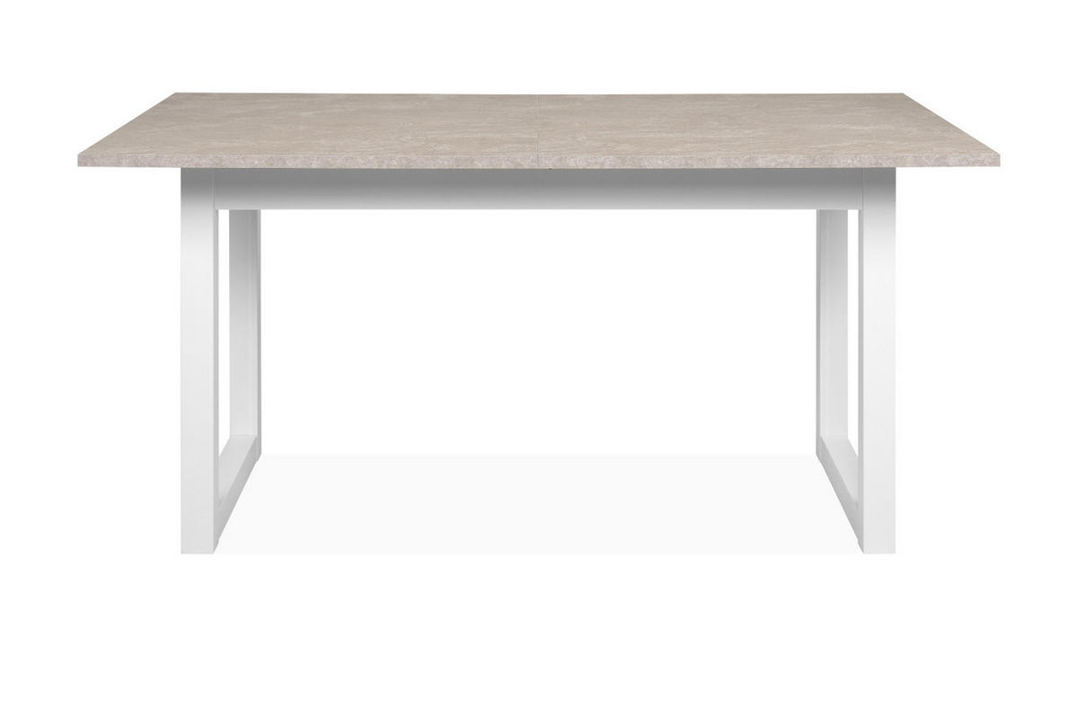 ESSTISCH weiß, Sandstein 160 - 200 cm, Küchentisch ausziehbar - Sandfarben/Weiß, Holzwerkstoff (90/160/75cm) - Furn.Design