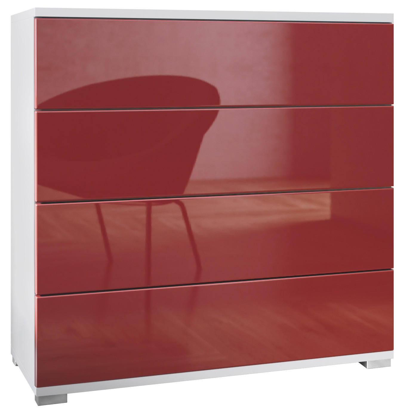 KOMMODE Pavos Bordeaux Hochglanz - Bordeaux, Holzwerkstoff (76/76/35cm) - Vladon
