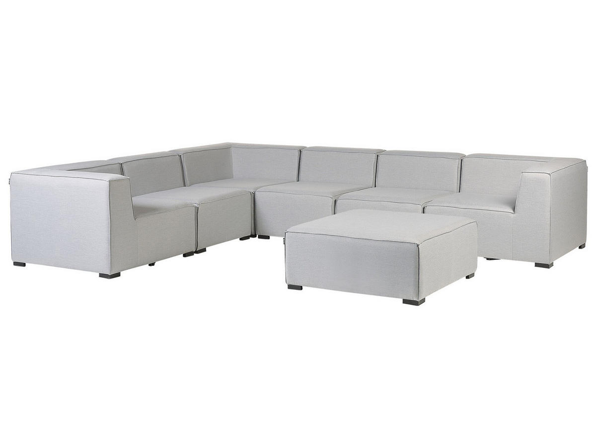 LOUNGE SET 7-Sitzer hellgrau linksseitig modular Arezzo - Hellgrau, Textil - Beliani