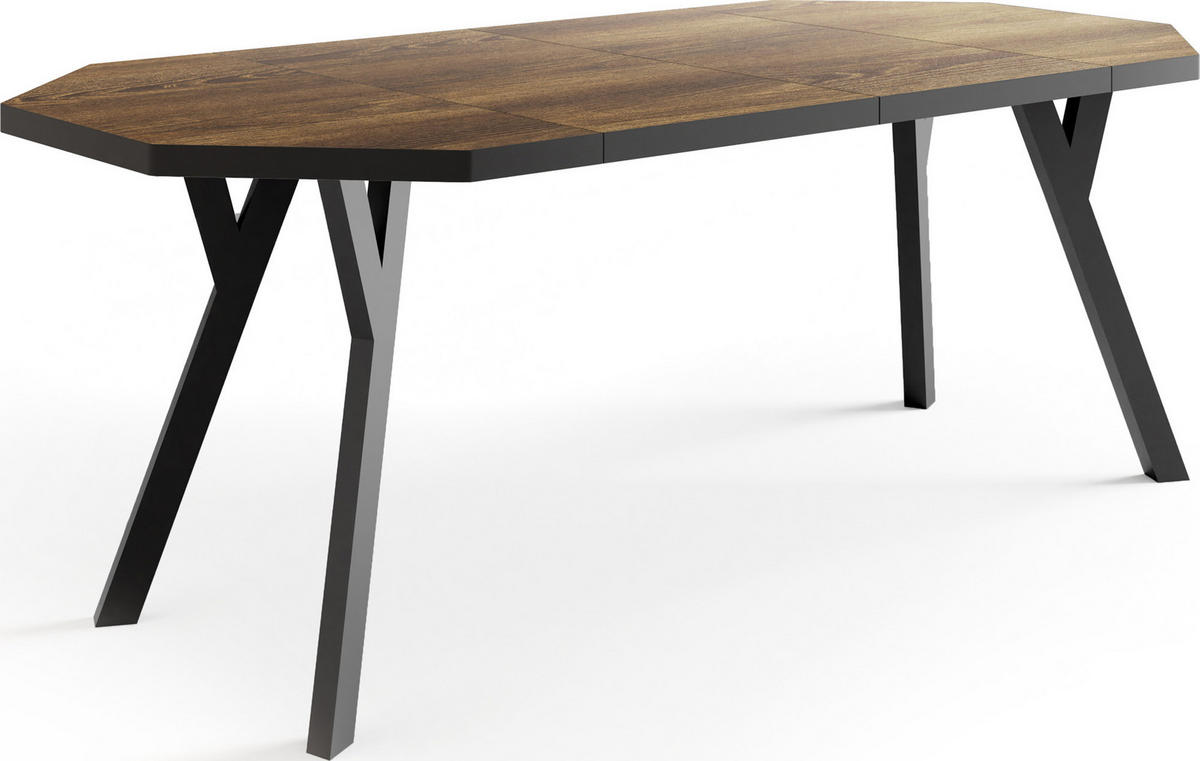 ESSTISCH Desmond achteckiger ausziehbarer, Arvadonna Chestnut 100-200/100/76 cm - Kastanienfarben/Schwarz, Holz/Holzwerkstoff (100/100/76cm) - WFL GROUP