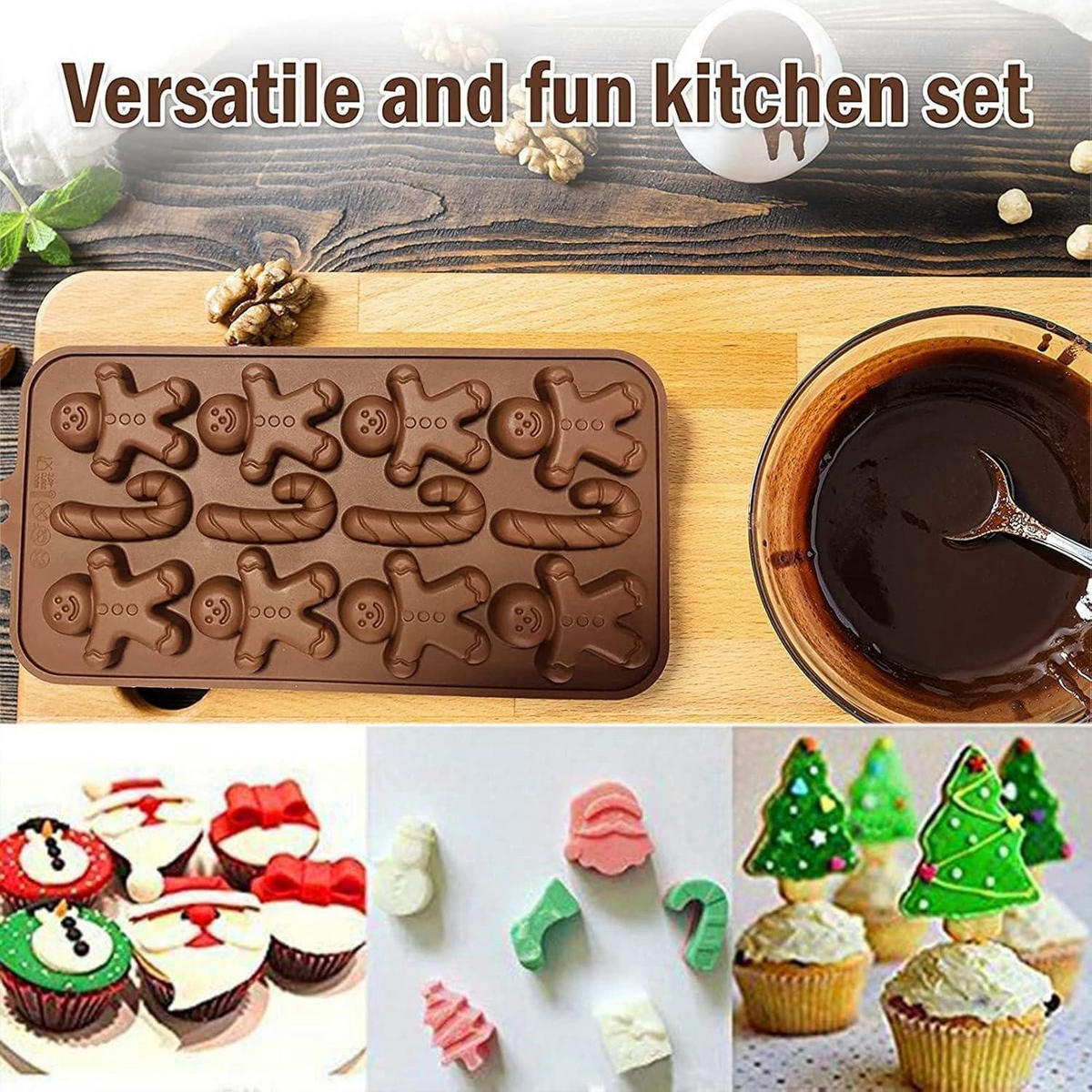 SCHOKOLADENFORMEN 5-teiliges Set Silikon Weihnachten - Braun, Kunststoff