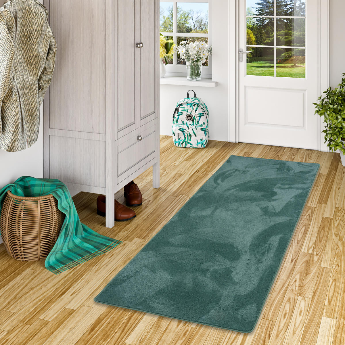 LUXUS SUPER SOFT HOCHFLOR LANGFLOR TEPPICH LÄUFER DELUXE - Mintgrün, Textil (80/400cm) - Snapstyle