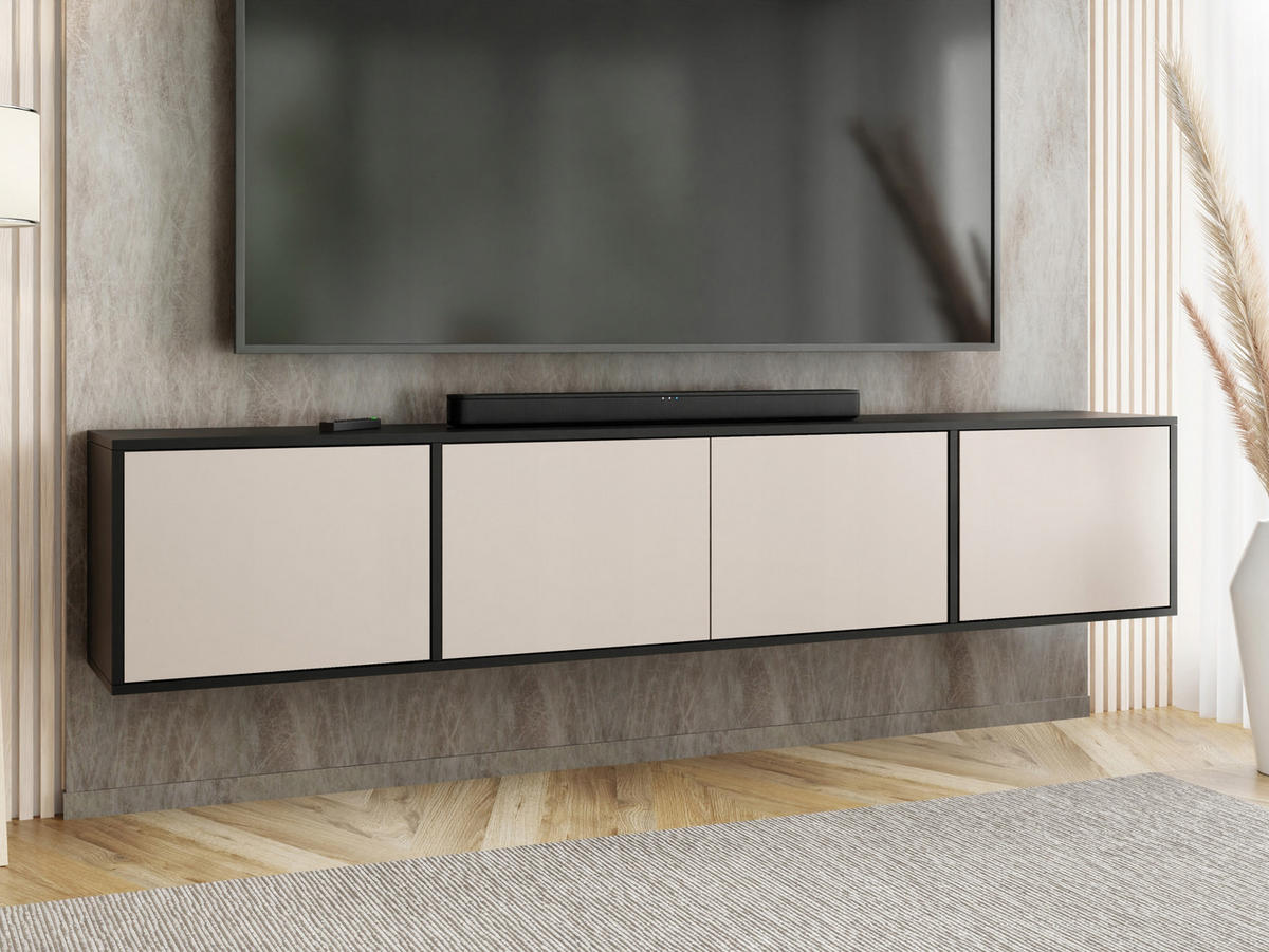 TV-LOWBOARD EDI 4 Schwarz / Kaschmir – 4-türig - Kaschmir/Schwarz, Holzwerkstoff (206.4/42/38.9cm)