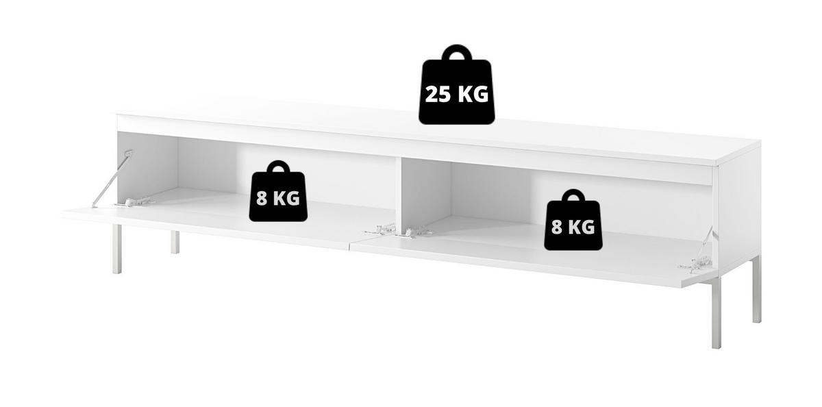 TV-SCHRANK Bemmi Weiß mit schwarzen Beinen, 175 cm - Schwarz/Weiß, Holzwerkstoff/Metall (175/46/32cm) - Selsey
