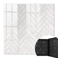 SCHLÜSSELBOX Schwarz 30x30 cm- Türöffnung nach rechts - Marmor-Fischgrätmuster - Weiß, Metall (30/30/5cm) - TULUP