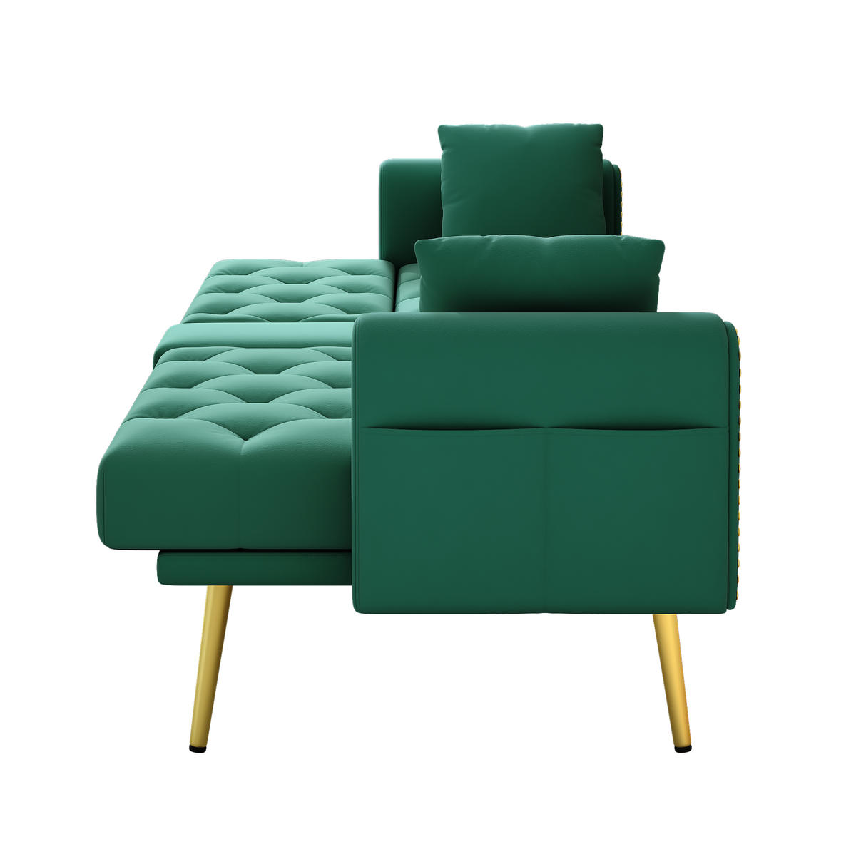 SCHLAFSOFA Samt mit verstellbarer Rückenlehne und Getränkehalter Grün 175/80/73,5 cm - Grün, Textil (73.5/175/80cm) - Redom