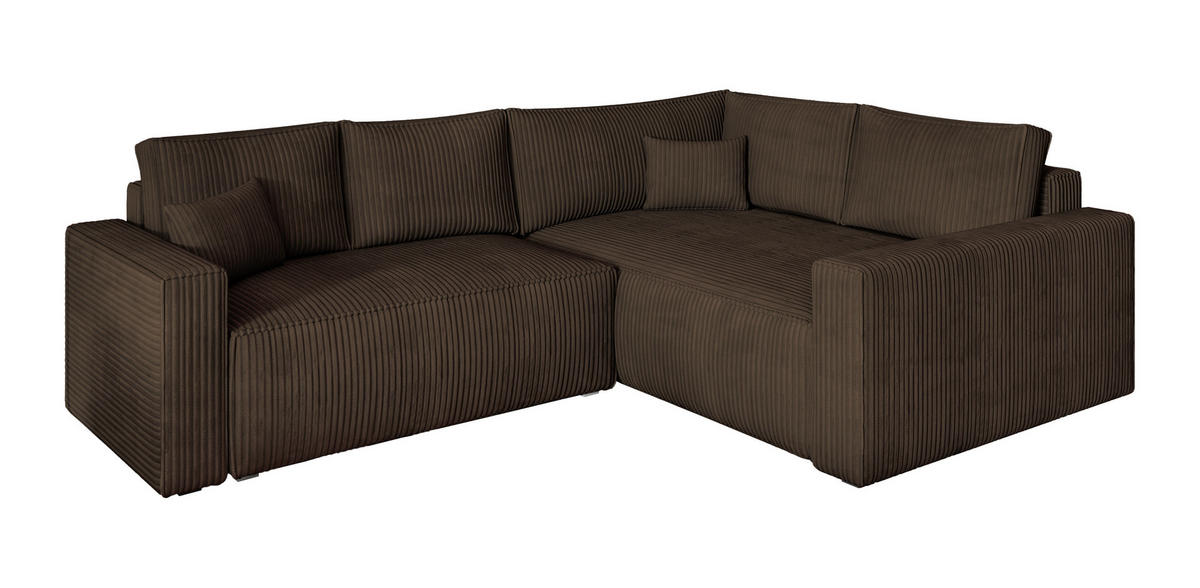 ROHOVÁ SEDAČKA ERONIS hnědá - šedá/hnědá, dřevo/textil (265/194cm) - MASSENO