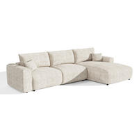 ECKSOFA rechtwinklig COMO Cord Creme 297cm - Creme, Textil (297/167cm) - Premium Interiors