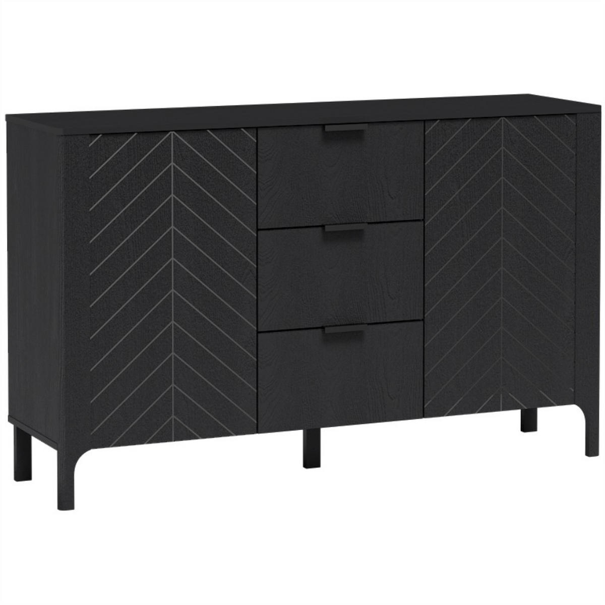 SIDEBOARD Lume mit 3 Schubladen und 2 Türen, schwarz - Schwarz, Holzwerkstoff/Metall (153/95/40.5cm) - Beautysofa