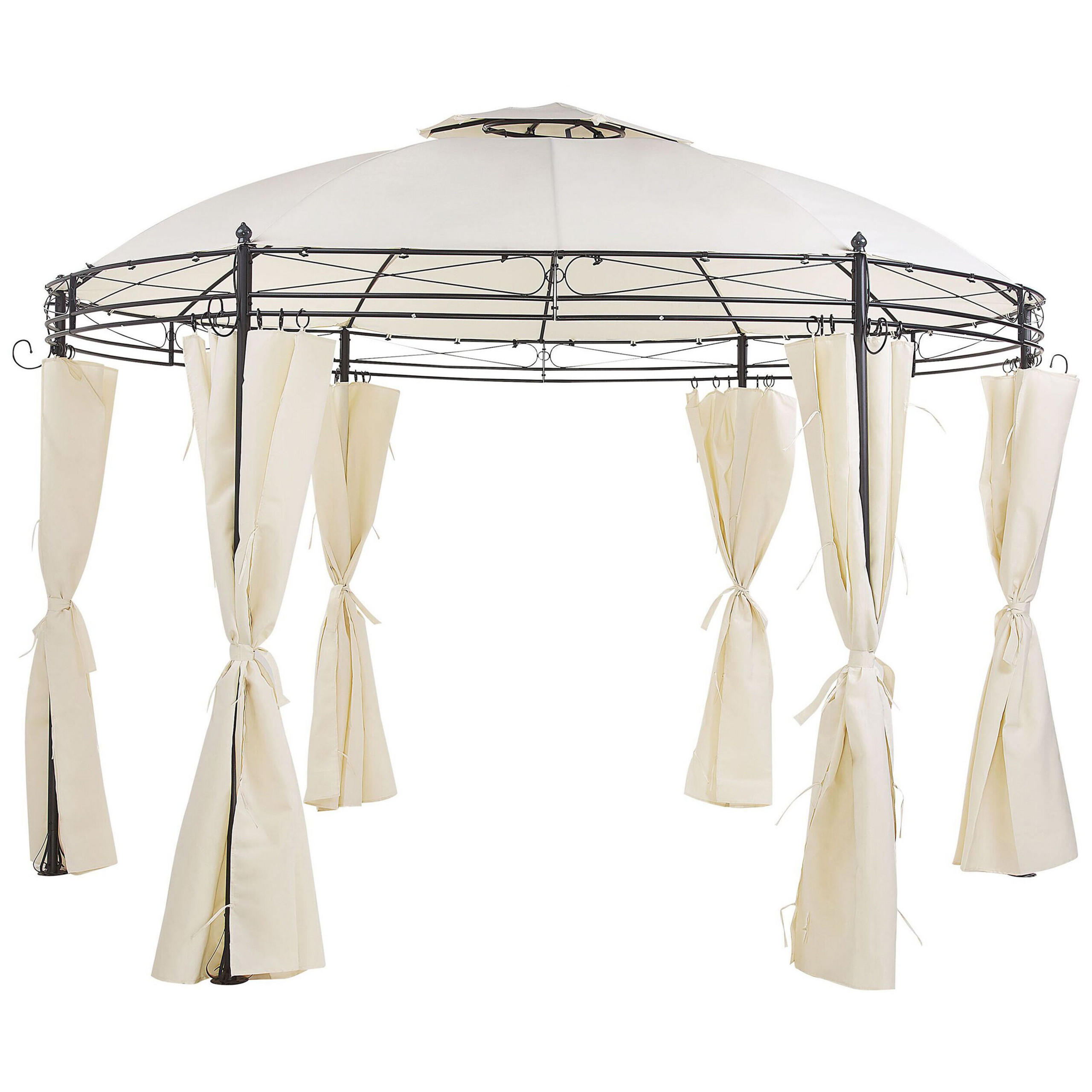 PAVILLON Stahl beige/schwarz rund ⌀ 368 cm Safara - Beige/Schwarz, Metall (368/275/368cm) - Beliani