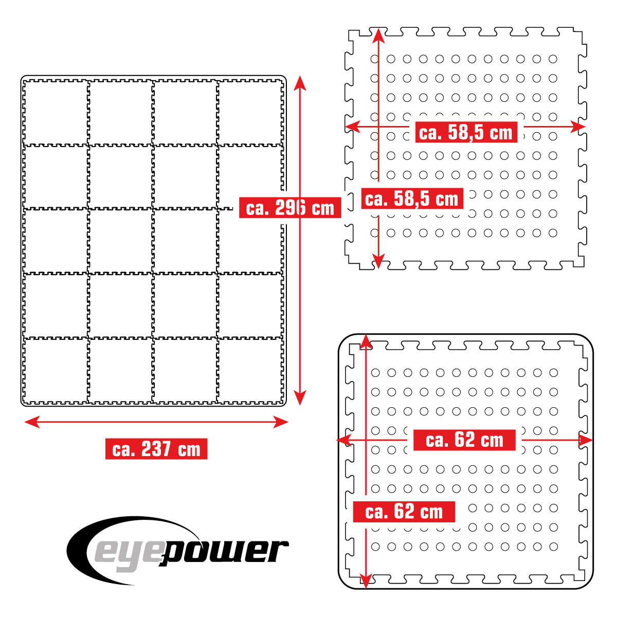 POOLMATTEN 7m² 20 EVA Matten 62 cm Grün - Grün, Kunststoff (62/62cm) - eyepower