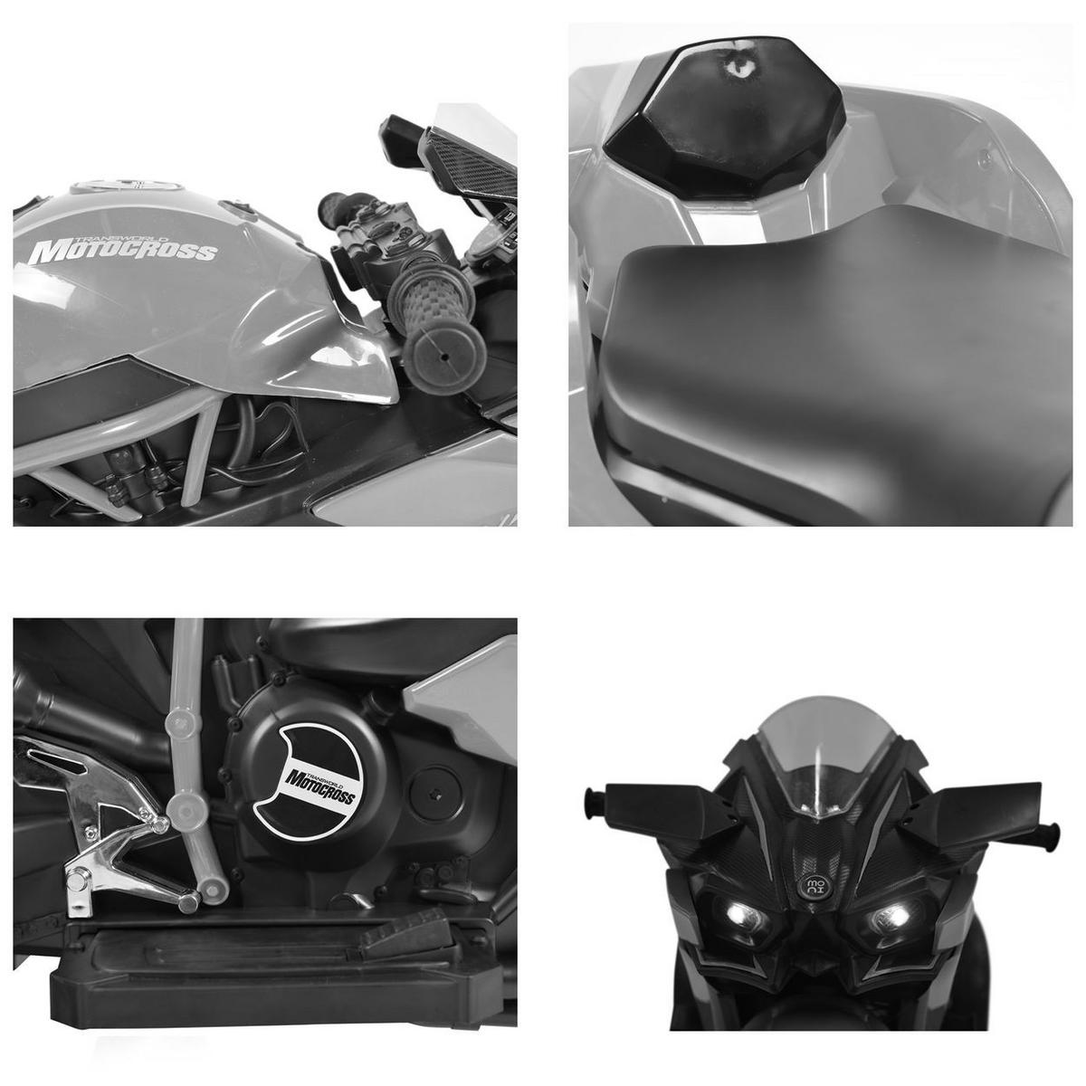 ELEKTROMOTORRAD Ninja blau drei Kunststoffräder, LED-Beleuchtung, Mp3 - Blau, Kunststoff (105/33/53cm) - Moni