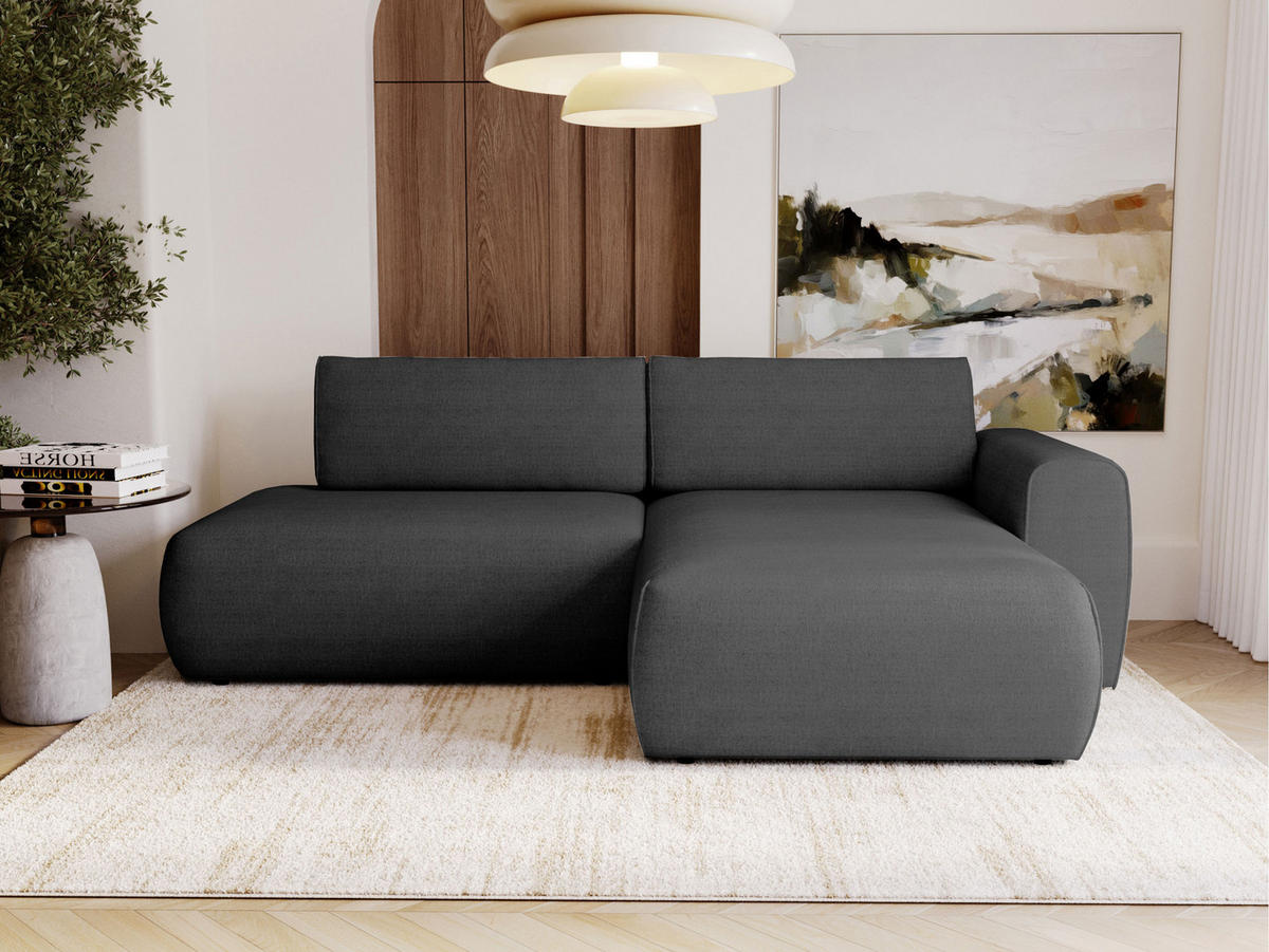 ECKSOFA Mila - Dunkelgrau/Schwarz, Holzwerkstoff/Kunststoff (164/264cm) - MIRJAN24
