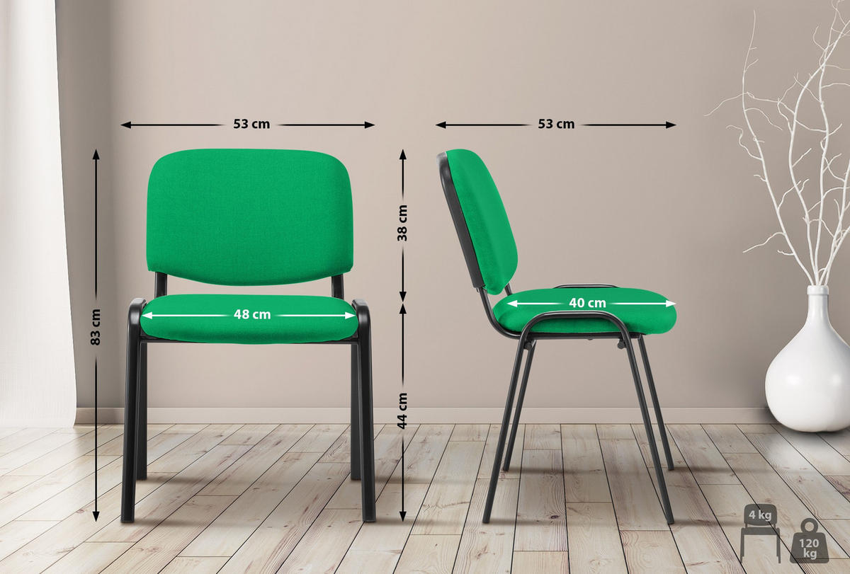 BESUCHERSTUHL Stoff grün - Grün, Textil/Metall (53/83/53cm) - CLP