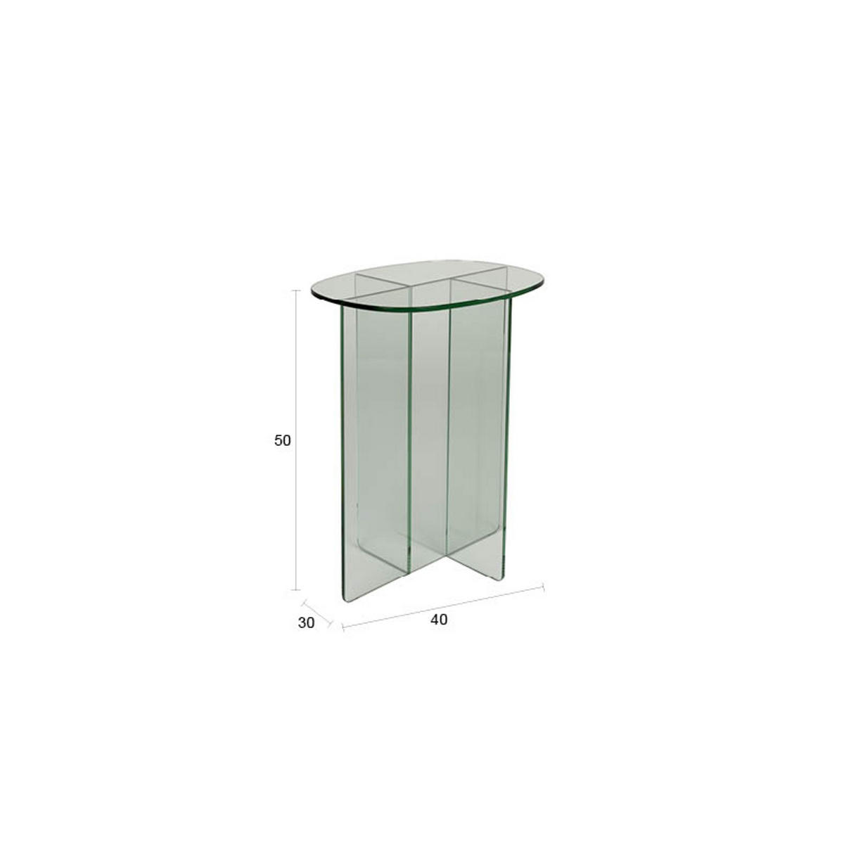 BEISTELLTISCH Linea 30x40 cm Transparent - Klar, Glas (30/40/50cm) - Zuiver