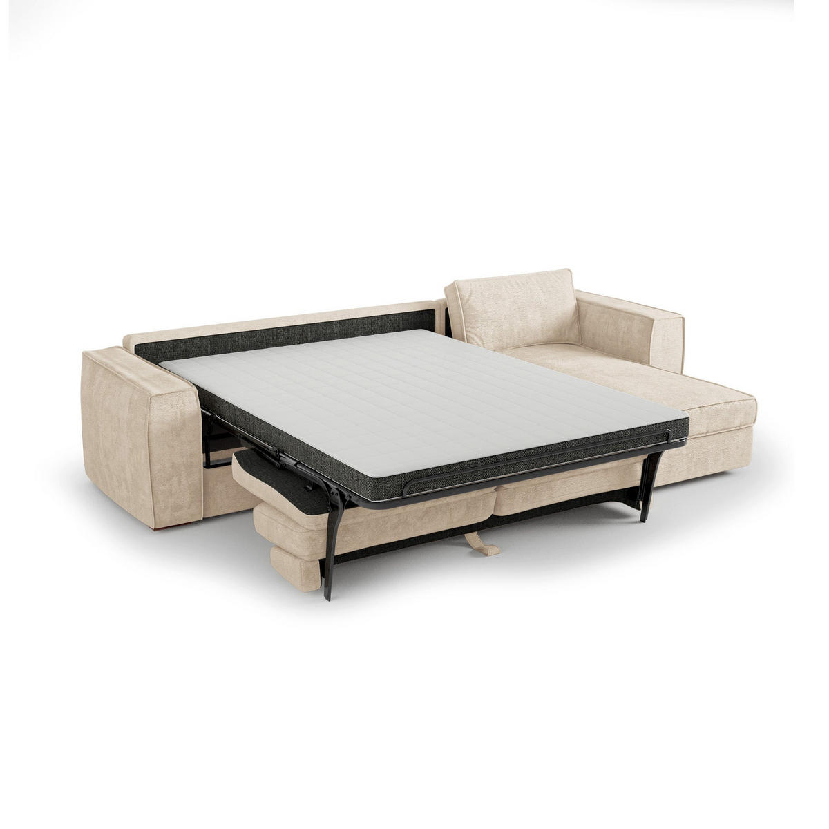 ECKSOFA rechtwinklig MIKA Kettgewebe mit weichem Griff Beige 292cm - Beige, Textil (292/100cm) - Premium Interiors