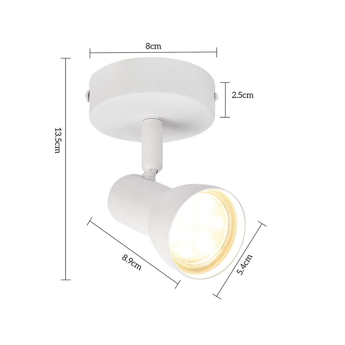 DECKENLEUCHTE Letcher 13.5/8/9cm - Weiß, Metall (13.5/8/9cm) - Nettlife