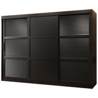 SCHWEBETÜRENSCHRANK 200/250/62 3-türig - Schwarz, Holz/Kunststoff (250/200/62cm) - MÖBEL KRYSPOL