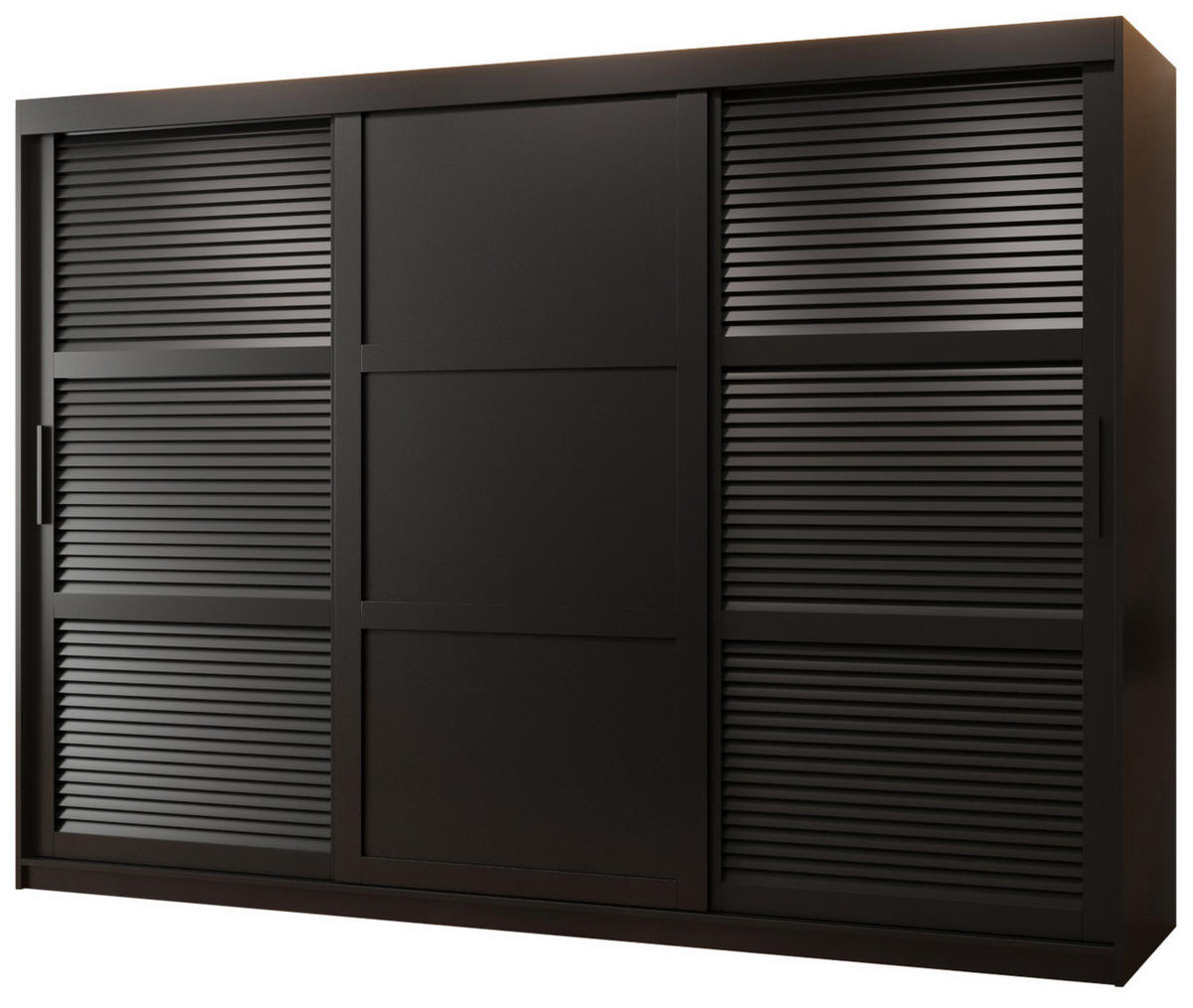 SCHWEBETÜRENSCHRANK 200/250/62 3-türig - Schwarz, Holz/Kunststoff (250/200/62cm) - MÖBEL KRYSPOL