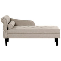 ČALOUNĚNÉ LEHÁTKO CHAISE LONGUE LEVOSTRANNÉ Látka Béžové Yvoire - černá/béžová, textil (68/72/151cm) - Beliani