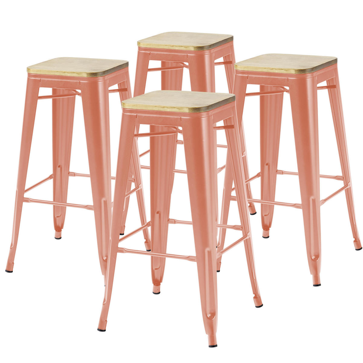 BARHOCKER 4-tlg., Braun - Braun, Metall (43/43cm) - Oviala