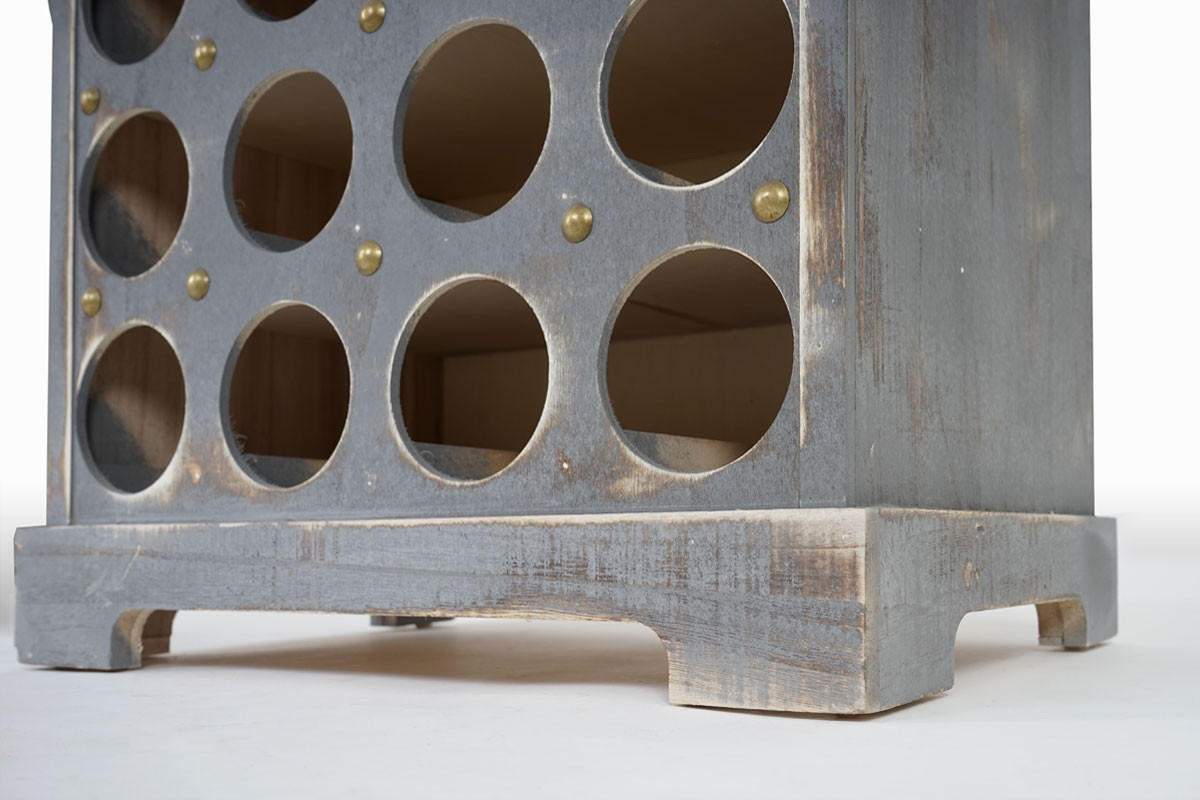 WEINREGAL mit Schublade und Truhe Flaschenregal für 20 Flaschen 94x48x31cm Shabby-Look, Vintage Grau - Grau, Holz (48/94/31cm) - BERLINLODGE