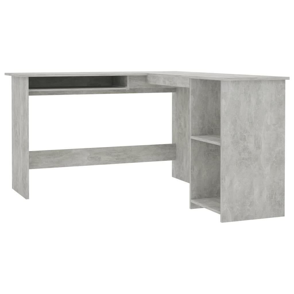 ECKSCHREIBTISCH mit 2 Fächern 120/140/75 cm aus Holzwerkstoff Betongrau - Hellgrau/Grau, Holz (120/140/75cm) - vidaXL