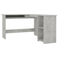 ECKSCHREIBTISCH mit 2 Fächern 120/140/75 cm aus Holzwerkstoff Betongrau - Hellgrau/Grau, Holz (120/140/75cm) - vidaXL