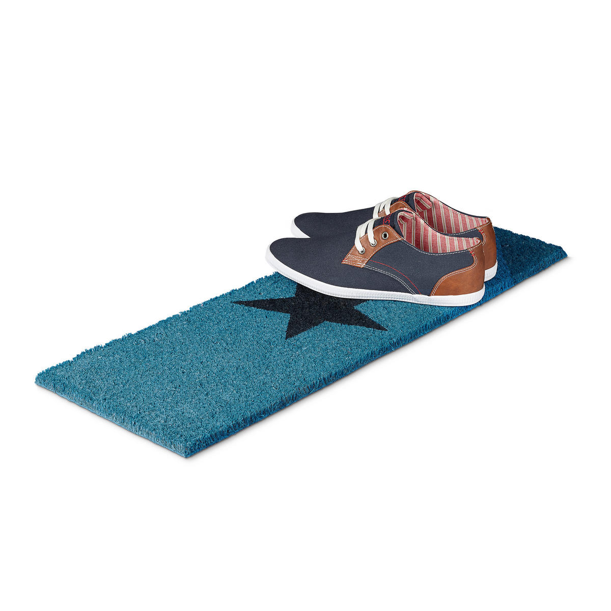 FUSSMATTE - Blau, Kunststoff/Textil (75/25cm) - Relaxdays