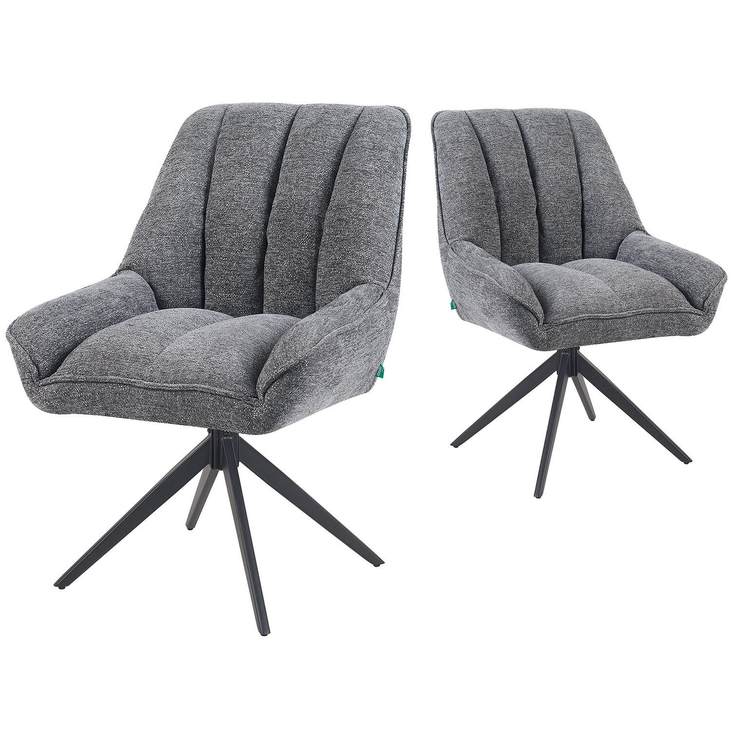 DREHSTUHL Mika-Zoe - Schwarz/Grau, Textil/Metall (60/88/68cm) - DUBI Möbel