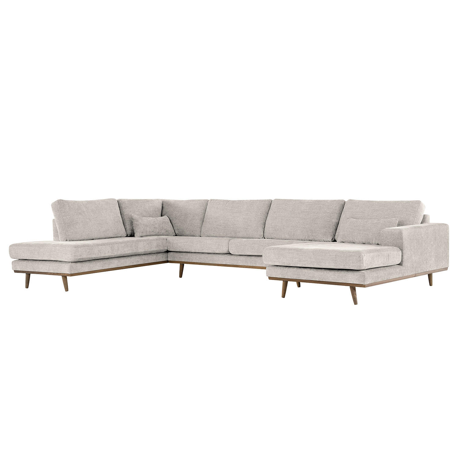 WOHNLANDSCHAFT mit Longchair - Eichefarben/Grau, Eichenholz/Textil (371/81/219cm) - home24